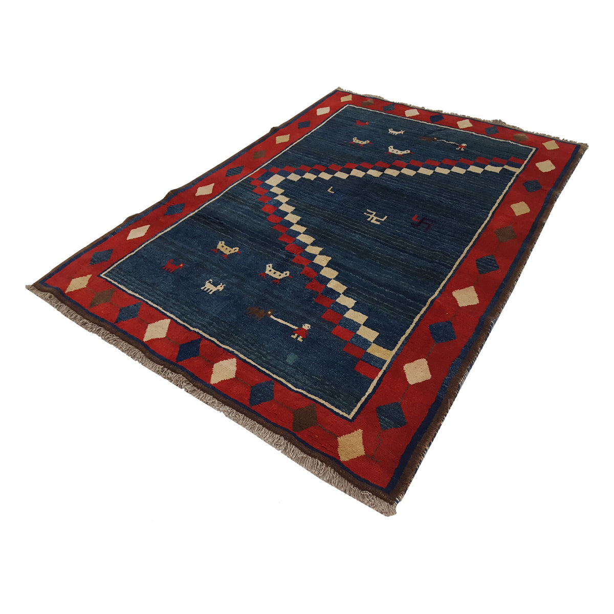 Pacific Gabbeh 32242 Blue Red Transitional Hand Knotted Rug
