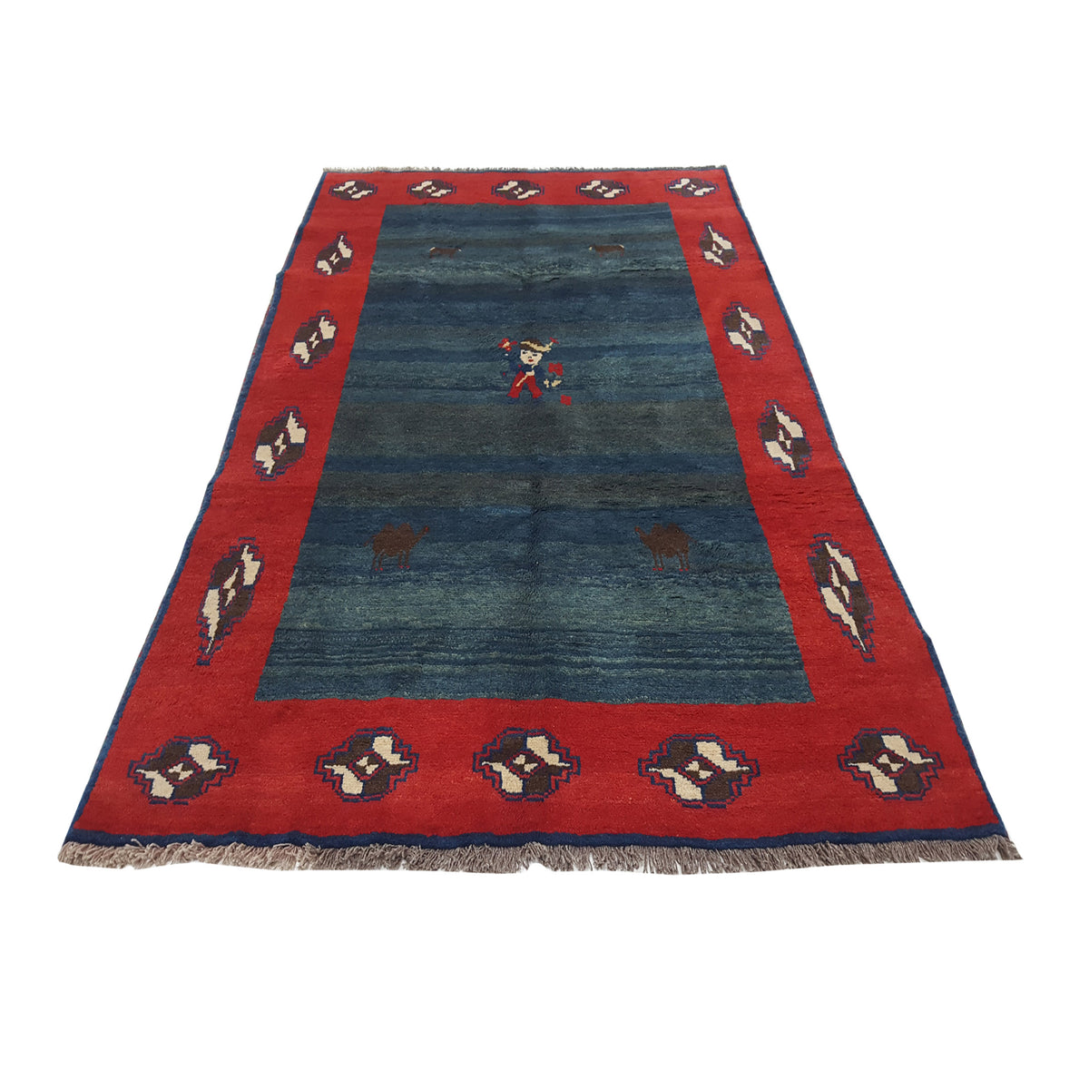Pacific Gabbeh 32271 Blue Red Transitional Hand Knotted Rug