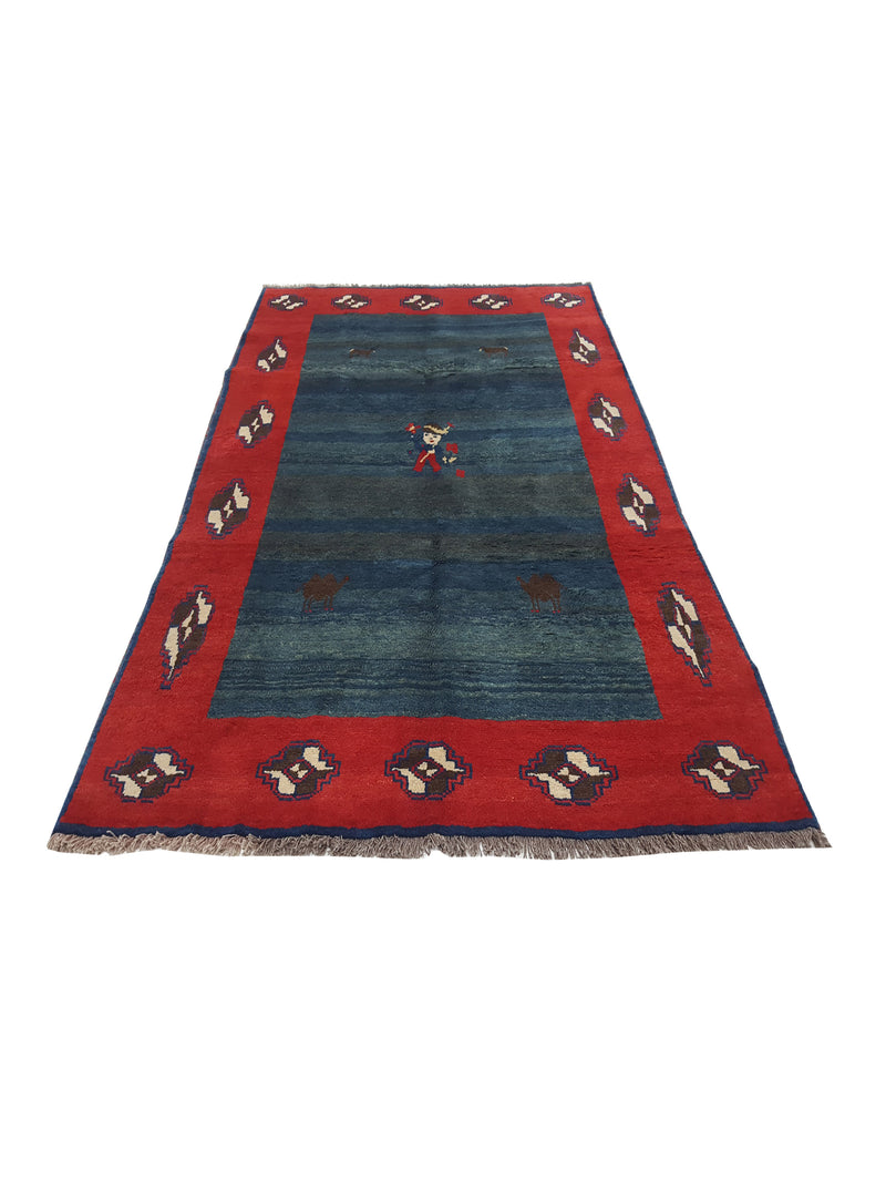 Pacific Gabbeh 32271 Blue Red Transitional Hand Knotted Rug