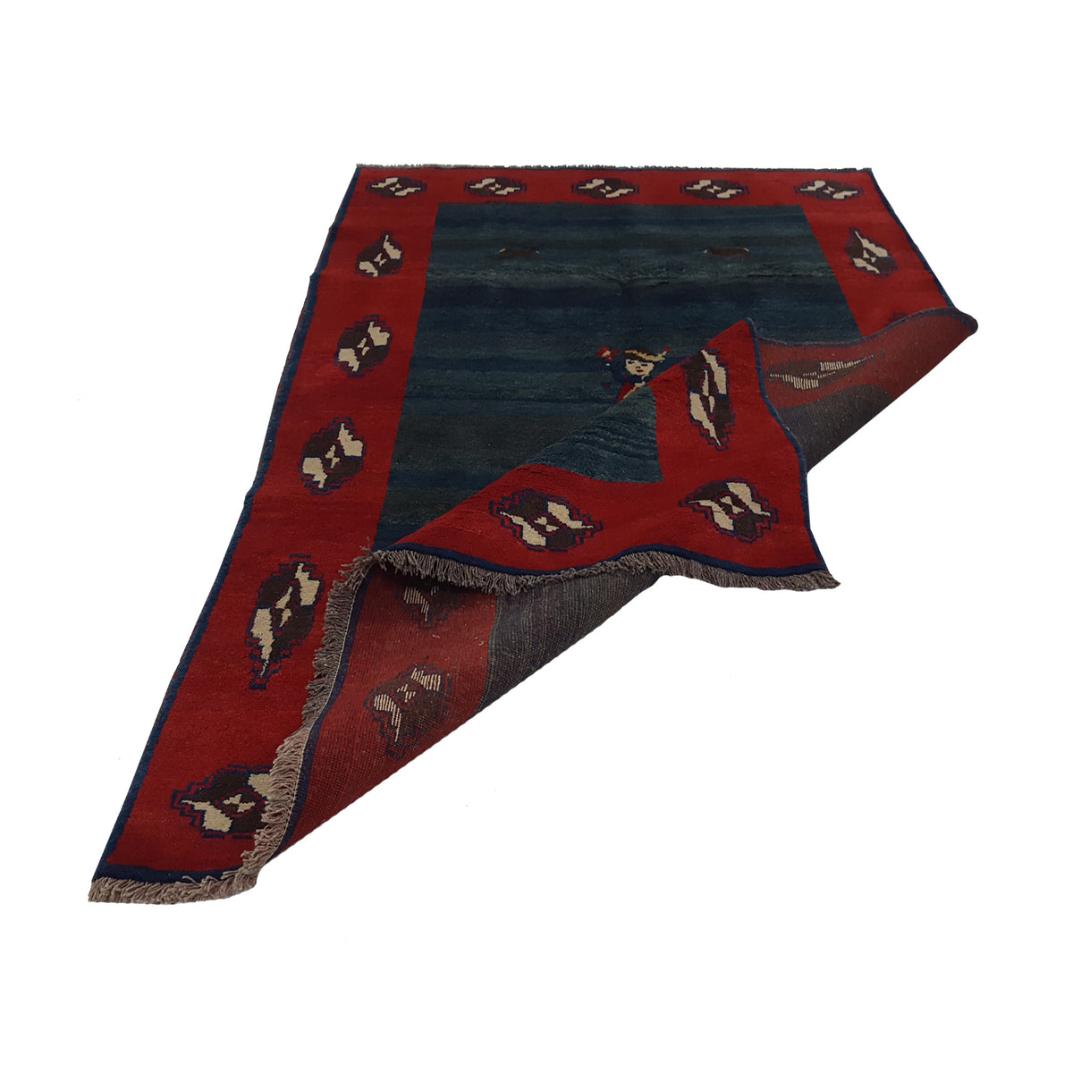 Pacific Gabbeh 32271 Blue Red Transitional Hand Knotted Rug