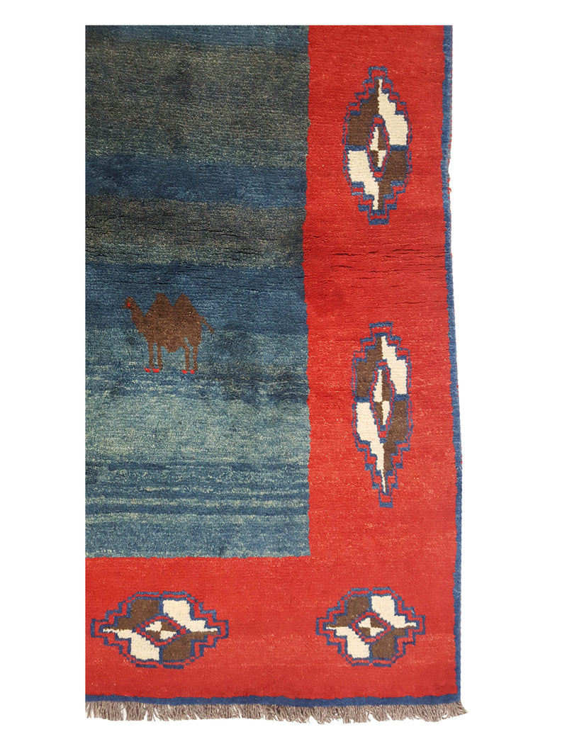 Pacific Gabbeh 32271 Blue Red Transitional Hand Knotted Rug