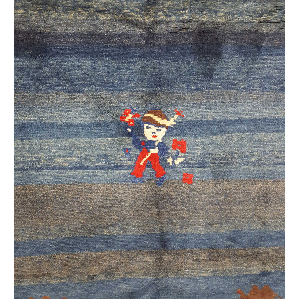 Pacific Gabbeh 32271 Blue Red Transitional Hand Knotted Rug