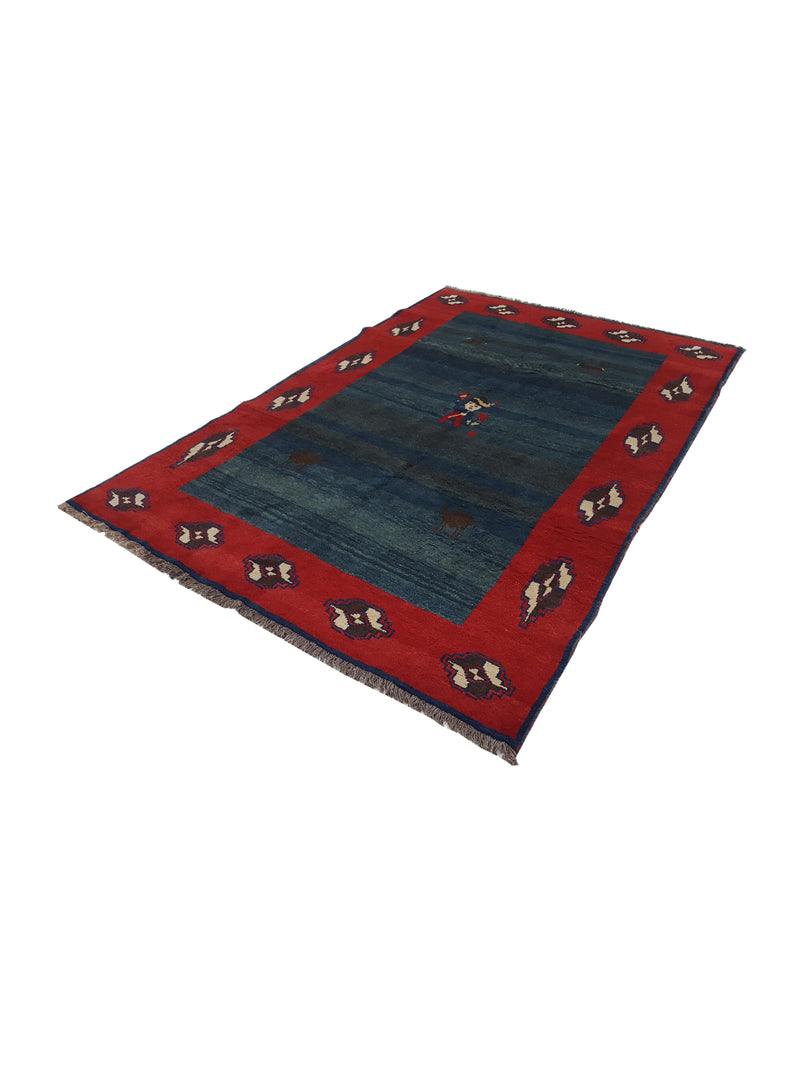 Pacific Gabbeh 32271 Blue Red Transitional Hand Knotted Rug