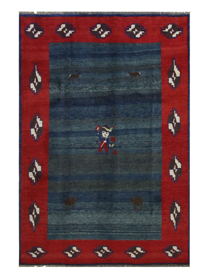 Pacific Gabbeh  Blue Red Transitional