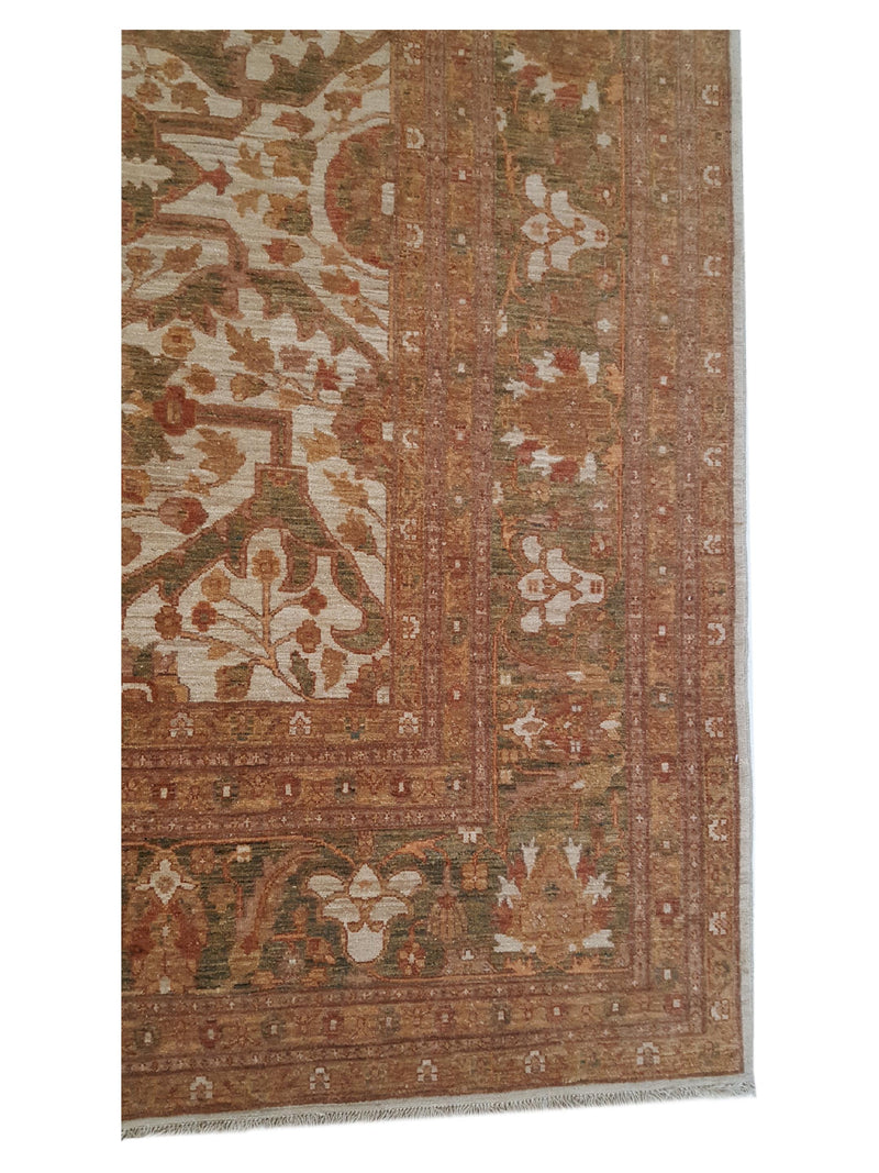 Pacific Sultanabad 32328 Ivory Lt.Green Traditional Hand Knotted Rug