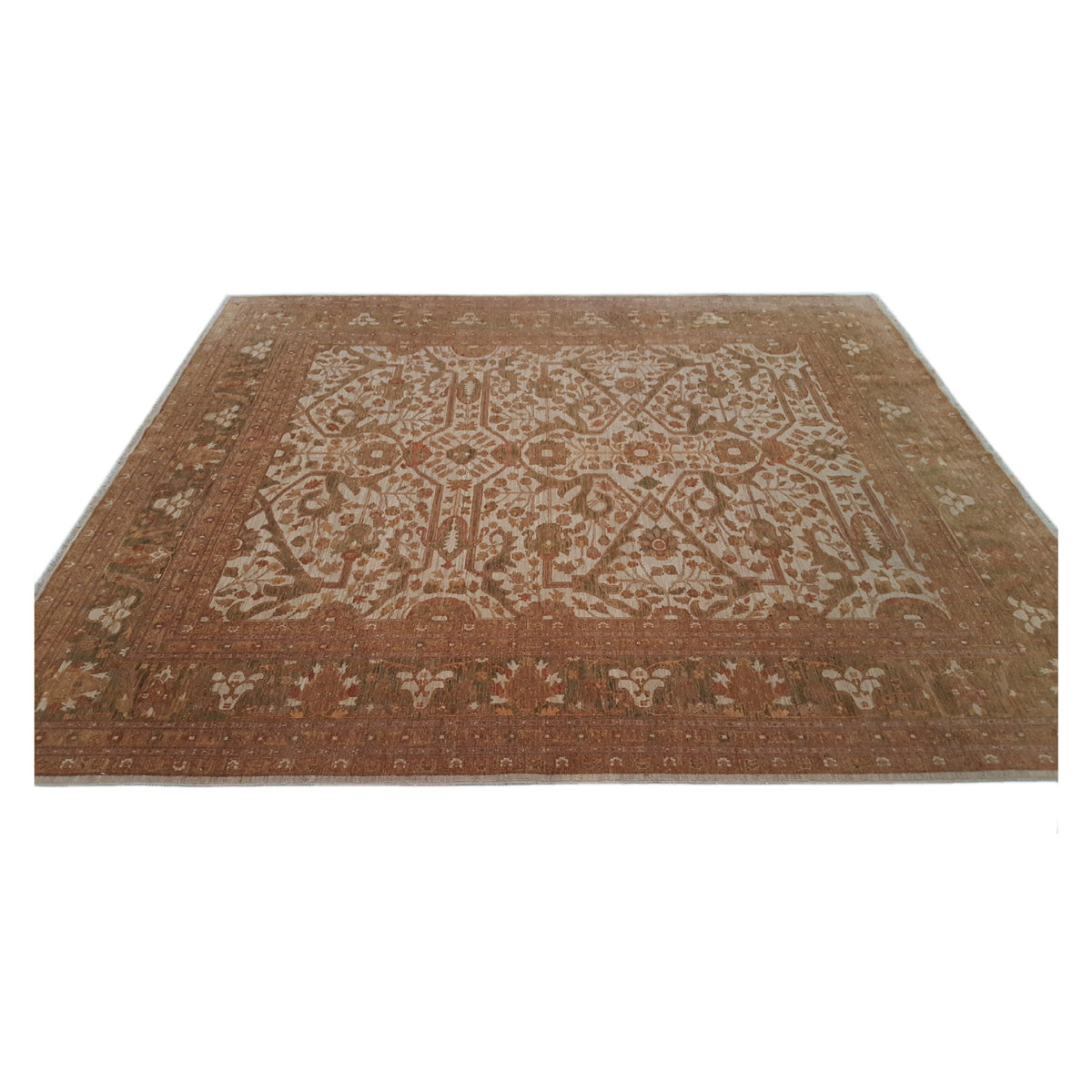 Pacific Sultanabad 32328 Ivory Lt.Green Traditional Hand Knotted Rug