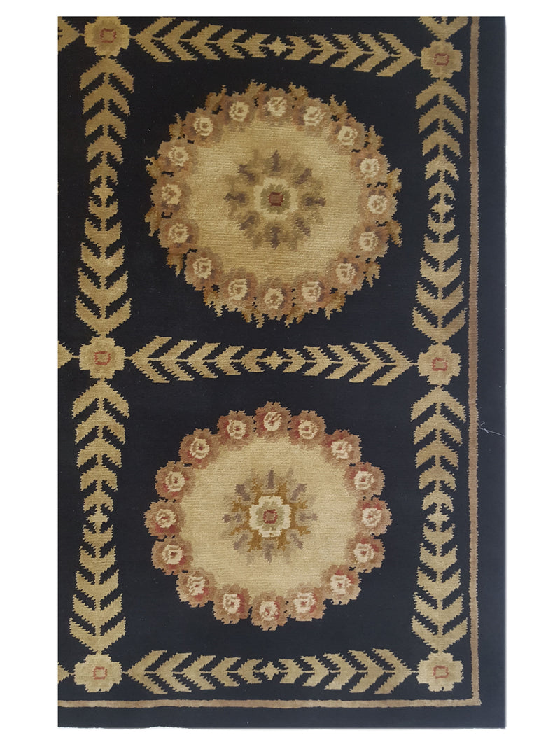 Pacific Gouri Ganga 33143 Black Gold Modern Hand Knotted Rug