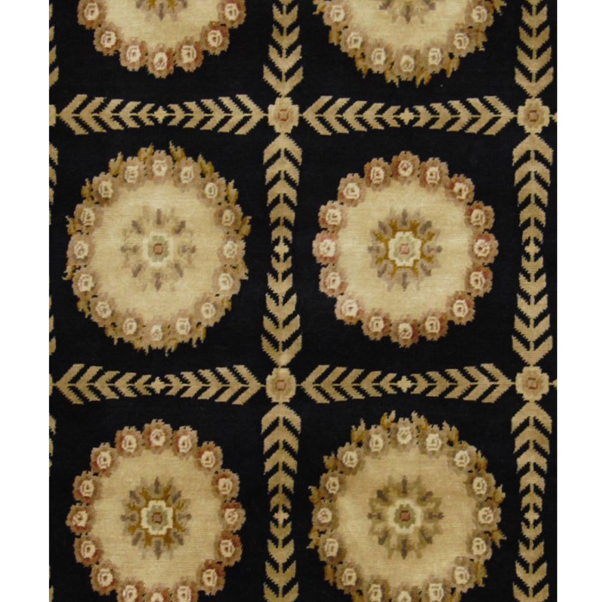 Pacific Gouri Ganga 33143 Black Gold Modern Hand Knotted Rug