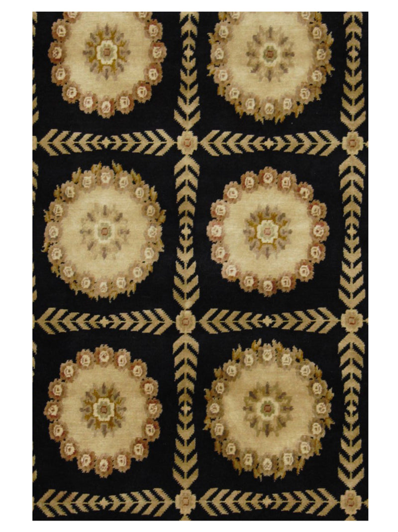 Pacific Gouri Ganga 33143 Black Gold Modern Hand Knotted Rug