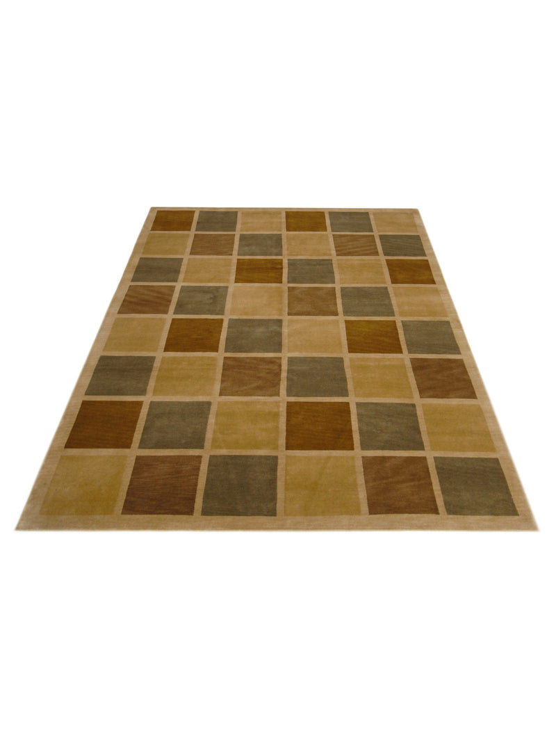 Pacific Tranquality 33281 Gold Brown Modern Hand Knotted Rug