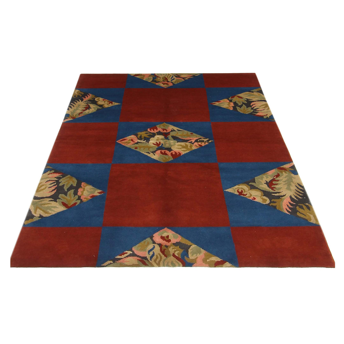 Pacific Gouri Ganga 33508 Red Blue Transitional Hand Knotted Rug