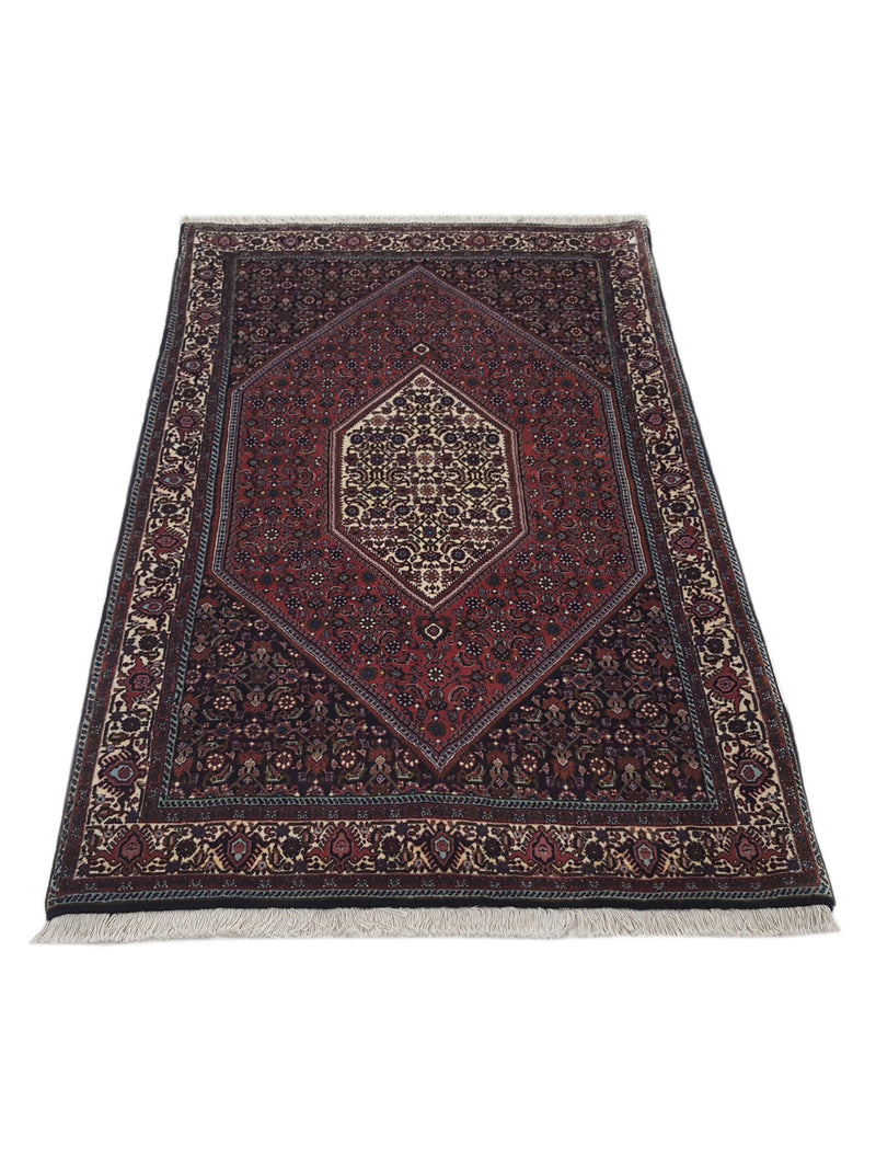 Fasa Bijar 33591 Burgundy Ivory Traditional Hand Knotted Rug