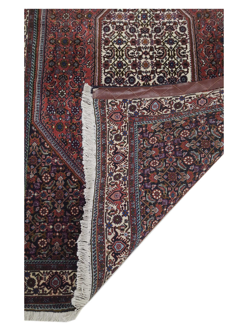 Fasa Bijar 33591 Burgundy Ivory Traditional Hand Knotted Rug