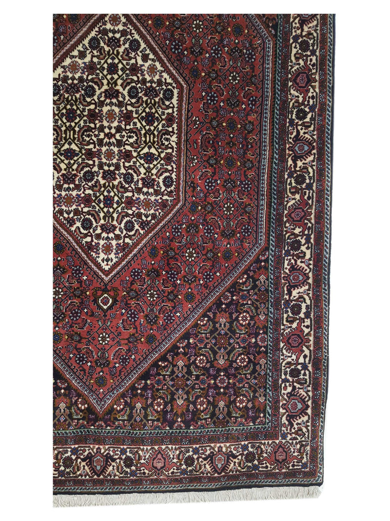 Fasa Bijar 33591 Burgundy Ivory Traditional Hand Knotted Rug