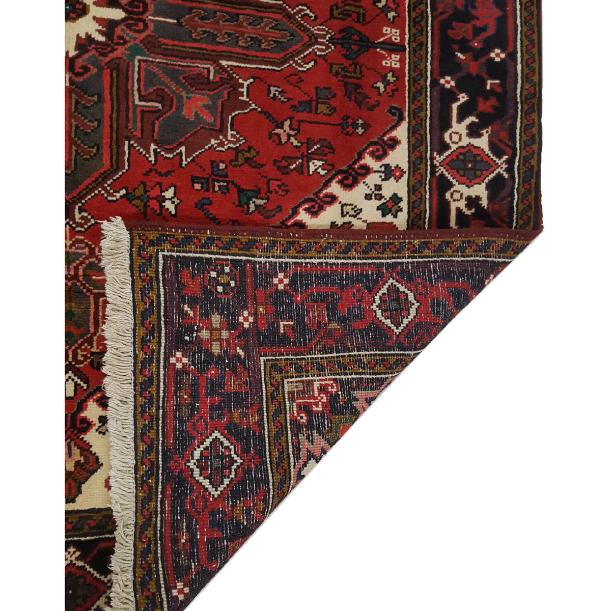 Fasa Antique Heriz 33600 Ivory Burgundy Traditional Antique Rug