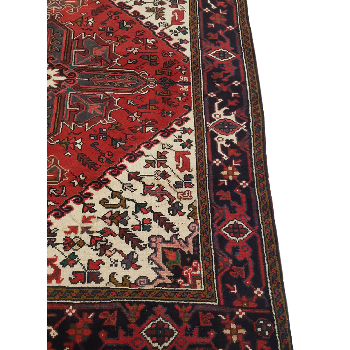 Fasa Antique Heriz 33600 Ivory Burgundy Traditional Antique Rug