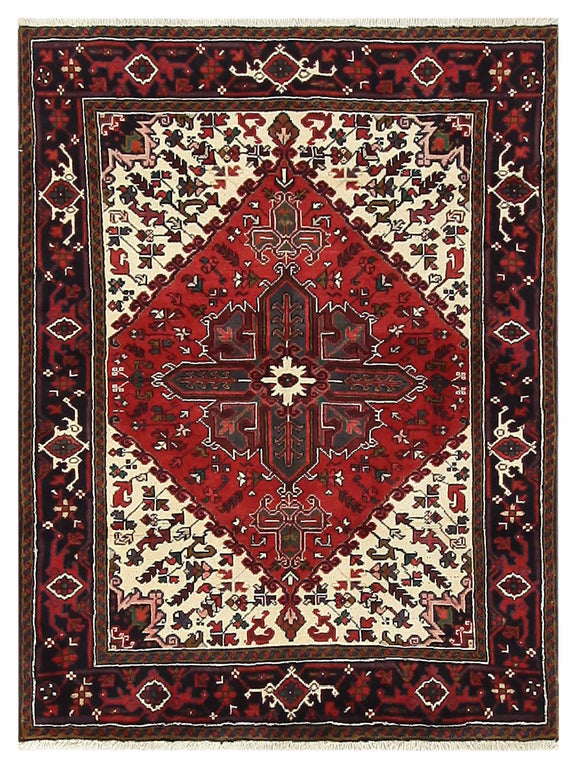 Fasa Antique Heriz  Ivory Burgundy Traditional