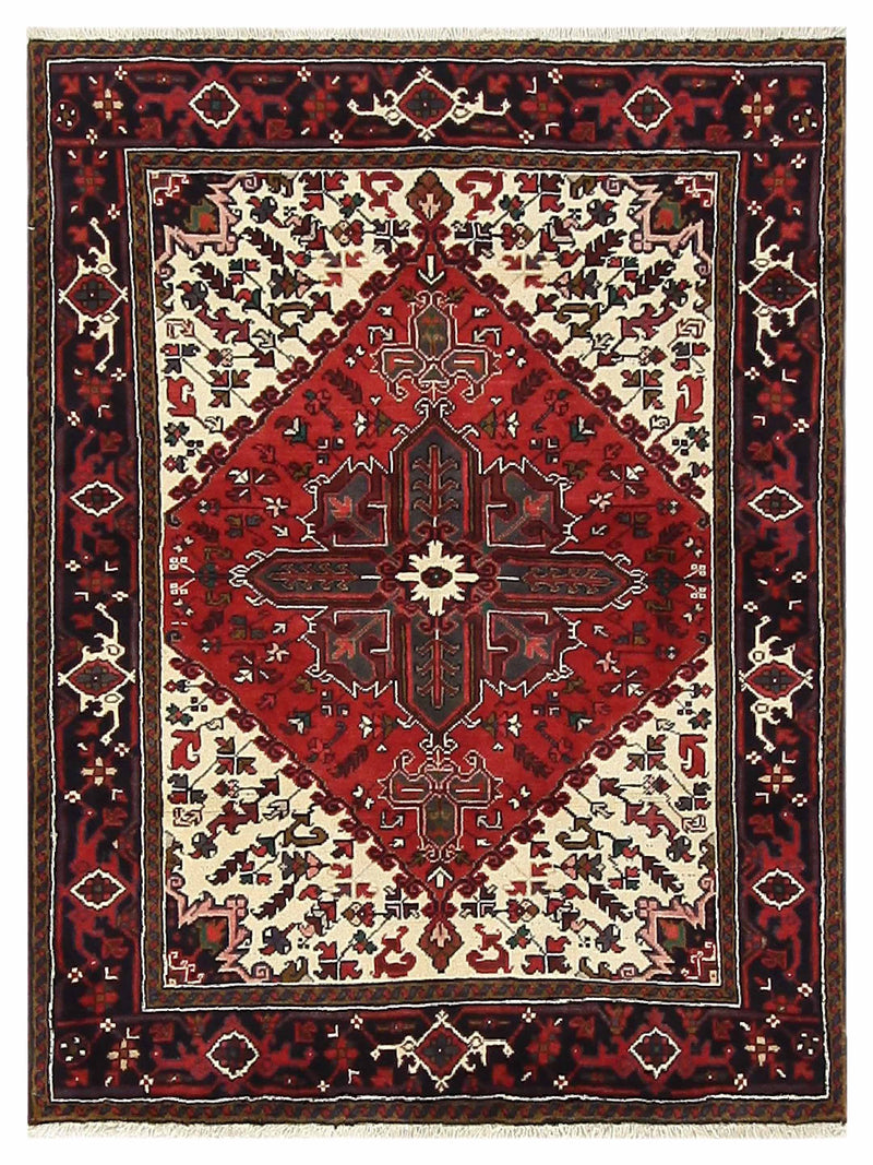 Fasa Antique Heriz  Ivory Burgundy Traditional