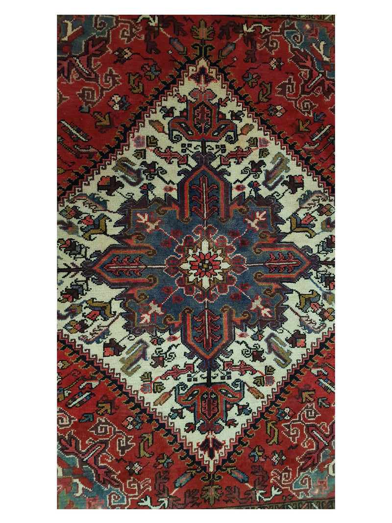 Fasa Antique Heriz 33601 Rust Indigo Traditional Antique Rug