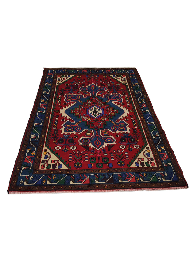 Fasa Persian 33639 Red Blue Traditional Semi Antique Rug