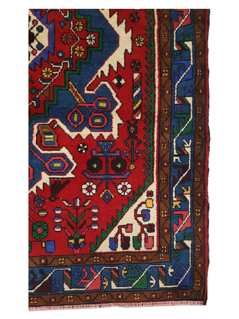 Fasa Persian 33639 Red Blue Traditional Semi Antique Rug