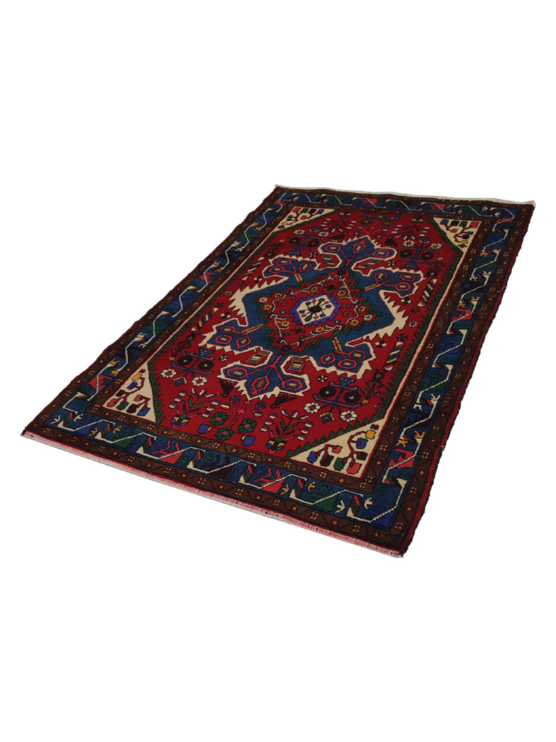 Fasa Persian 33639 Red Blue Traditional Semi Antique Rug
