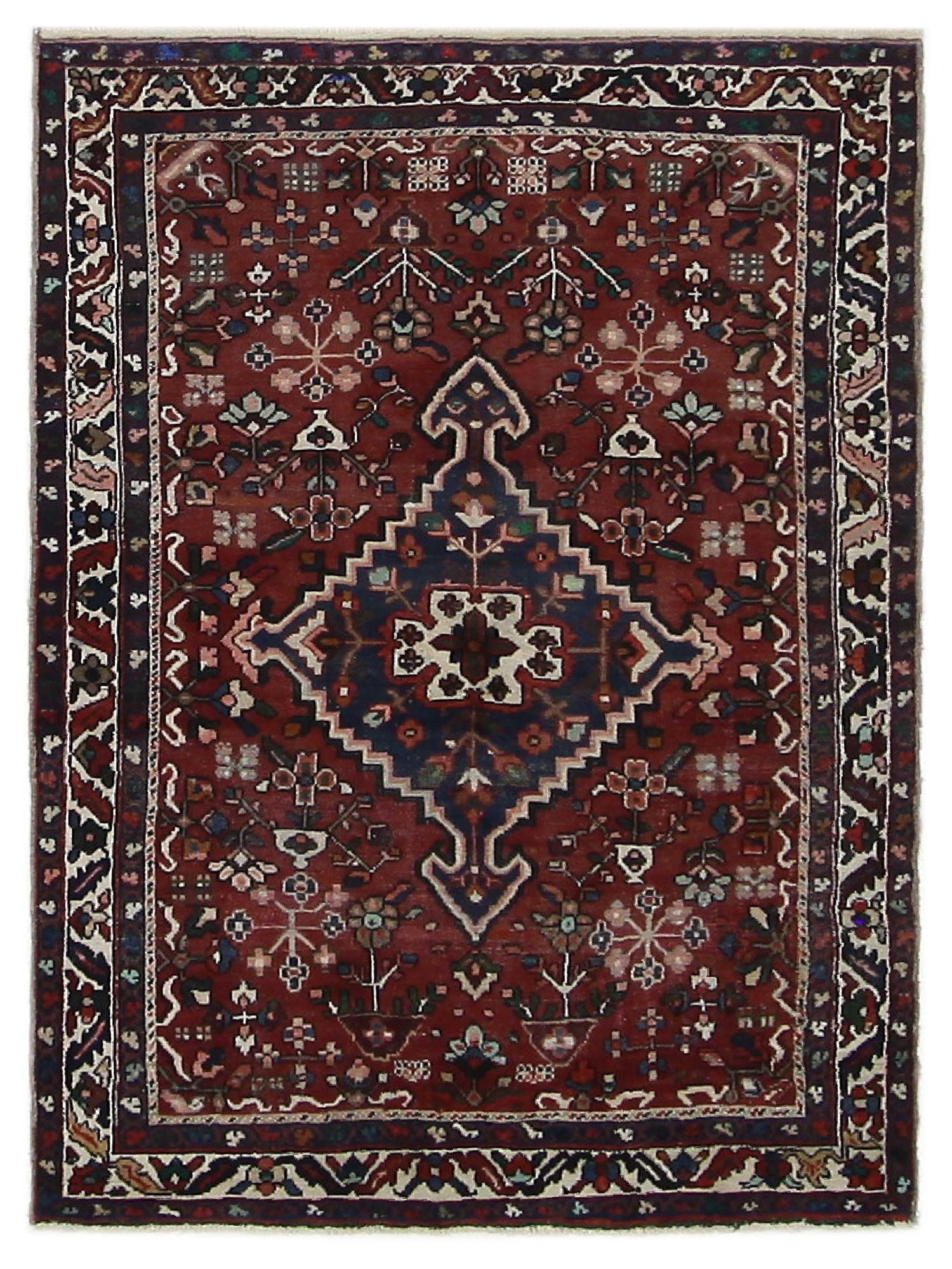 Fasa Antique Bakhtiyari  Burgundy Ivory Traditional