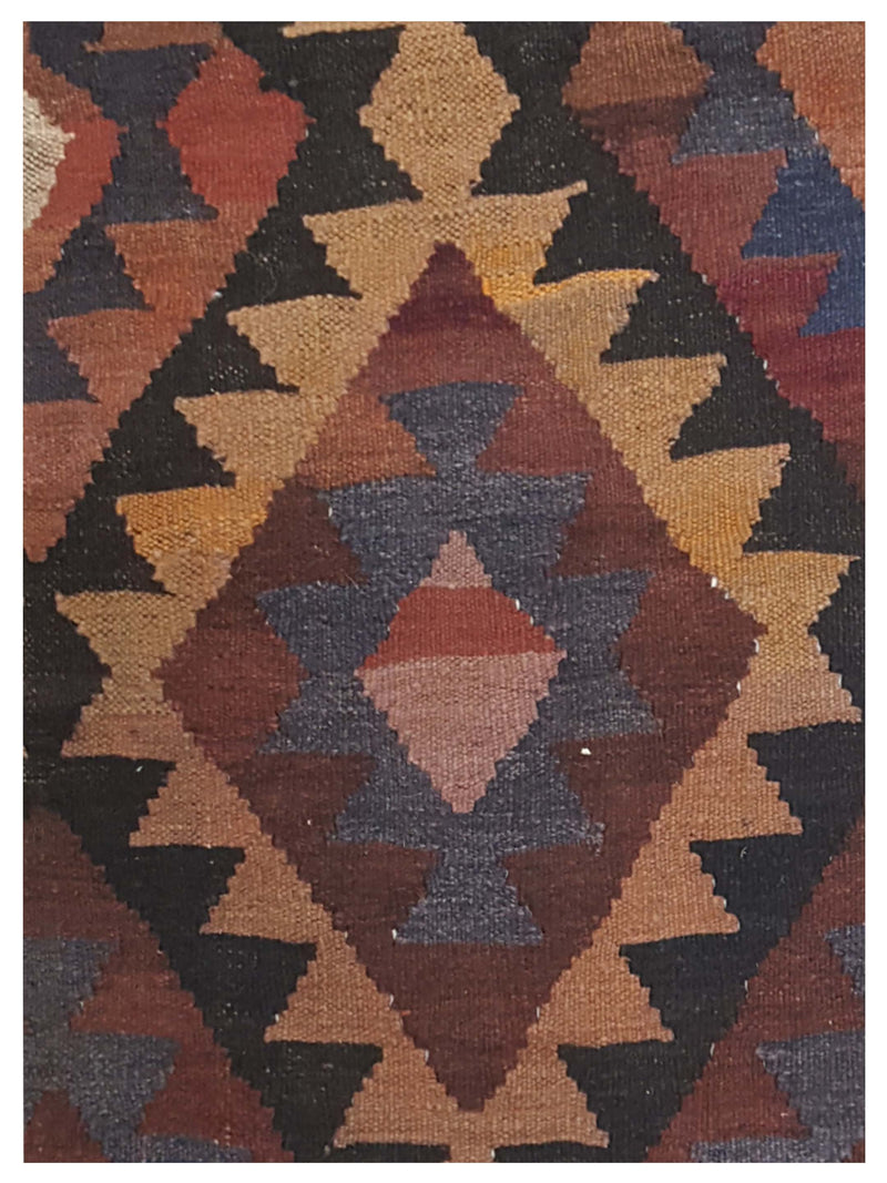 Pacific Afghan 33740 Brown Khaki Kilim Hand Knotted Rug