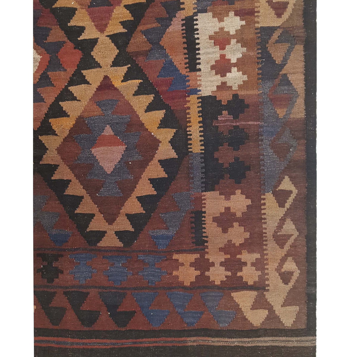 Pacific Afghan 33740 Brown Khaki Kilim Hand Knotted Rug