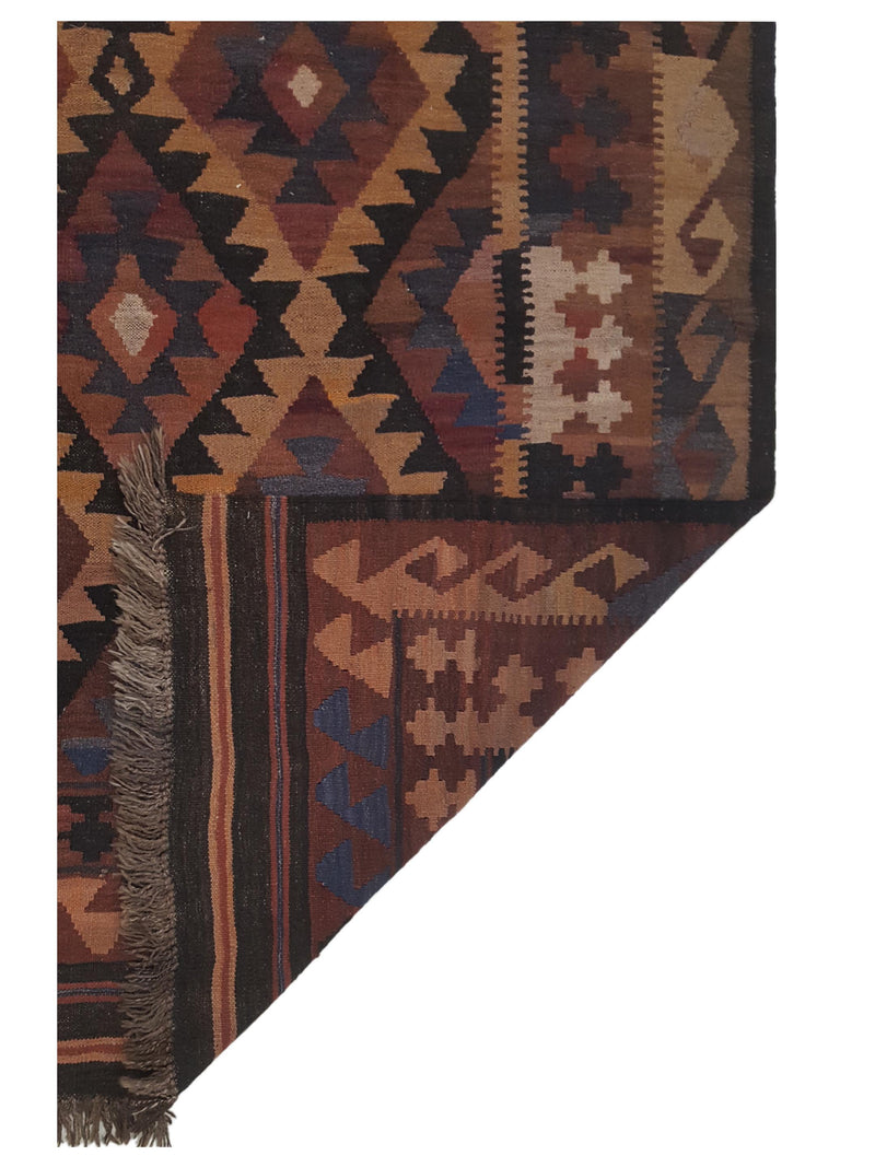 Pacific Afghan 33740 Brown Khaki Kilim Hand Knotted Rug