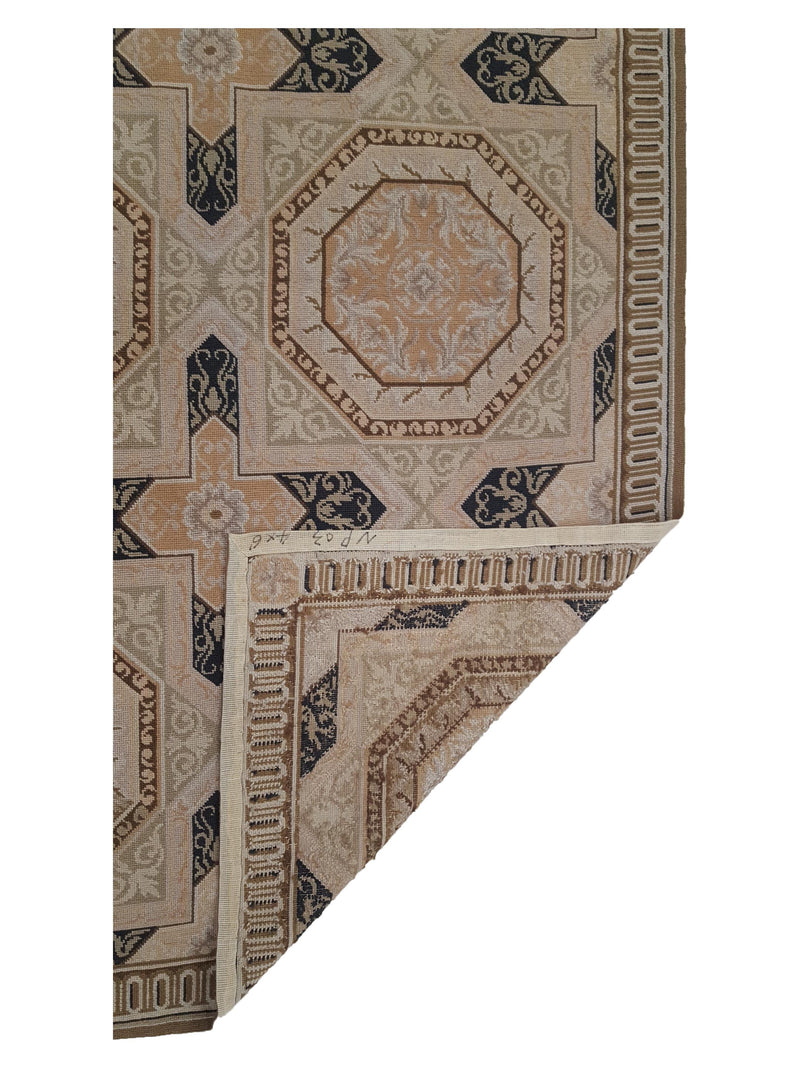 Pacific Needle Point 33751 Beige Grey Tapestry Needle Point Rug