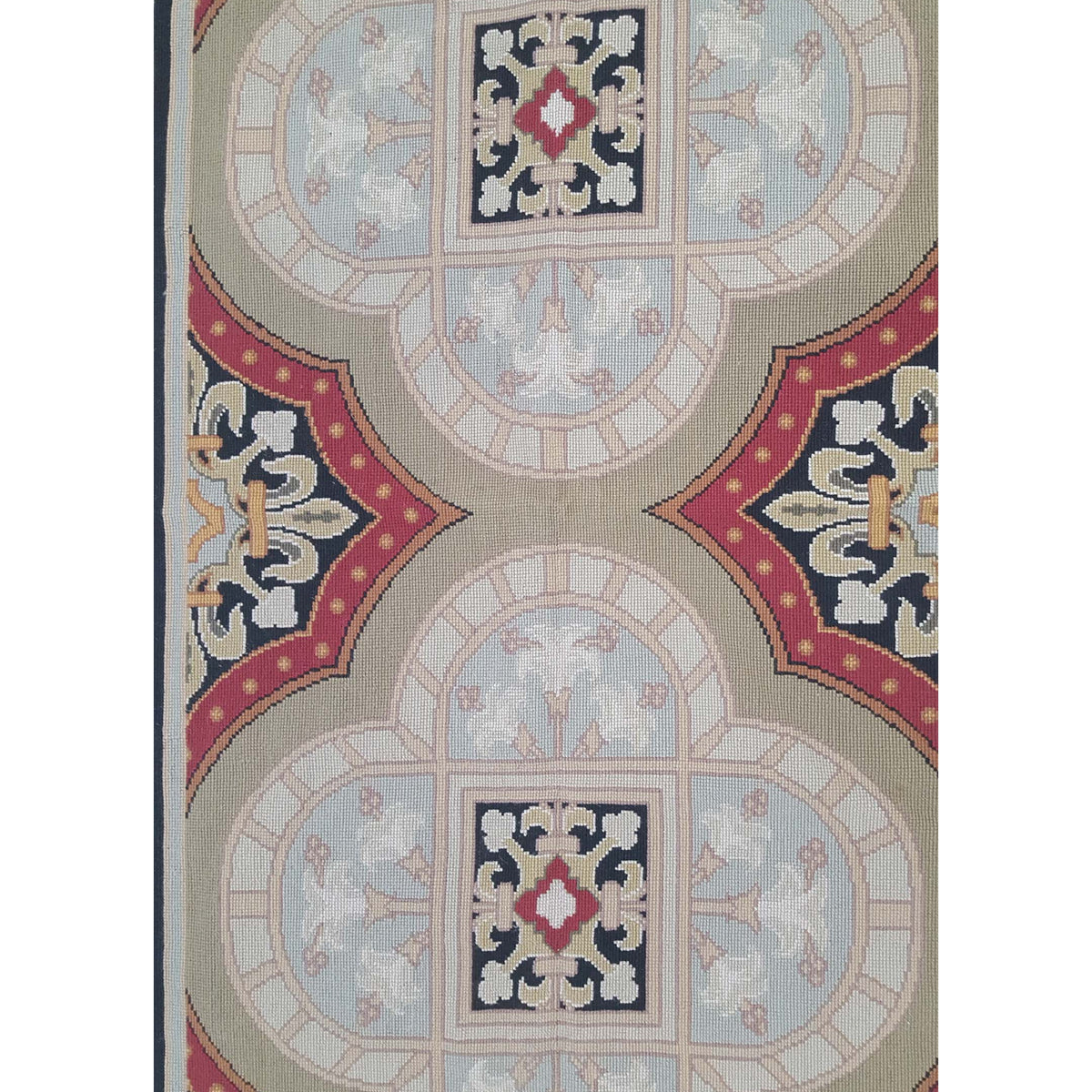 Pacific Needle Point 33753 Green Burgundy Tapestry Needle Point Rug