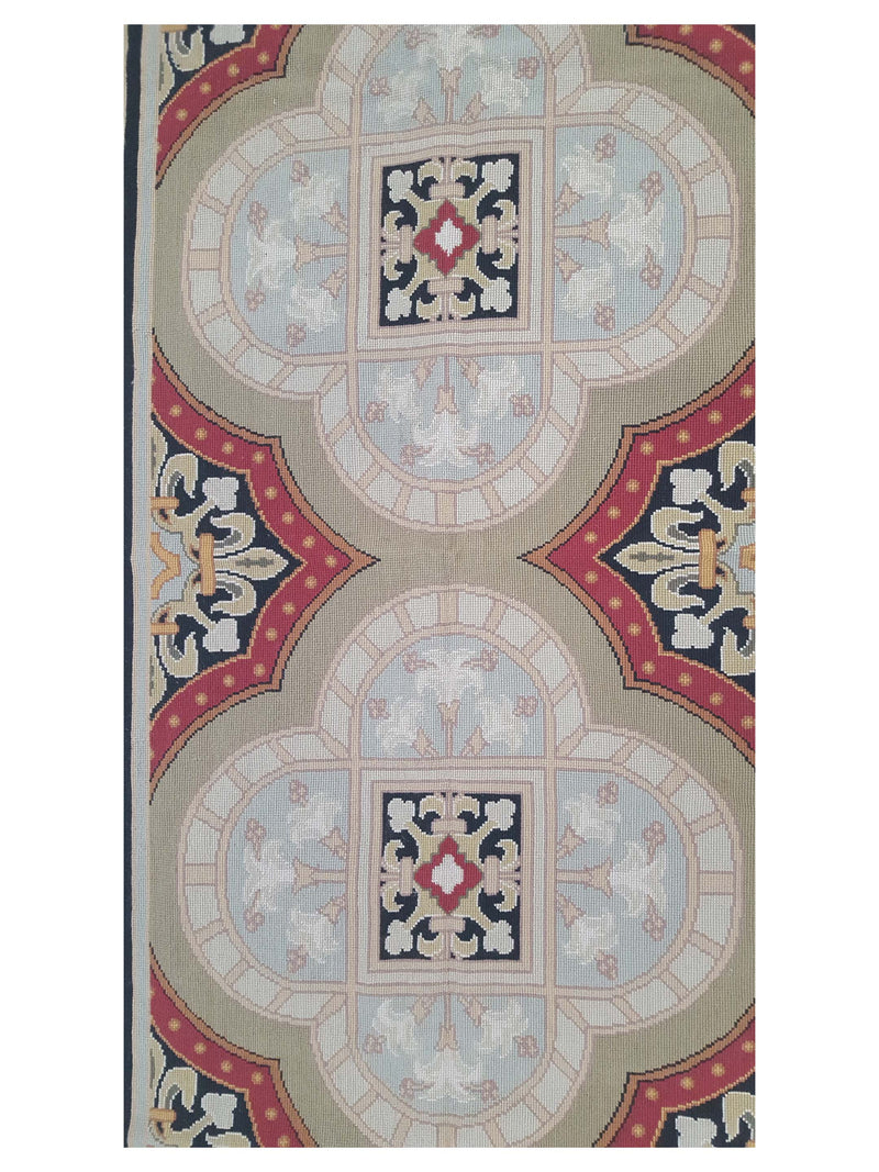 Pacific Needle Point 33753 Green Burgundy Tapestry Needle Point Rug