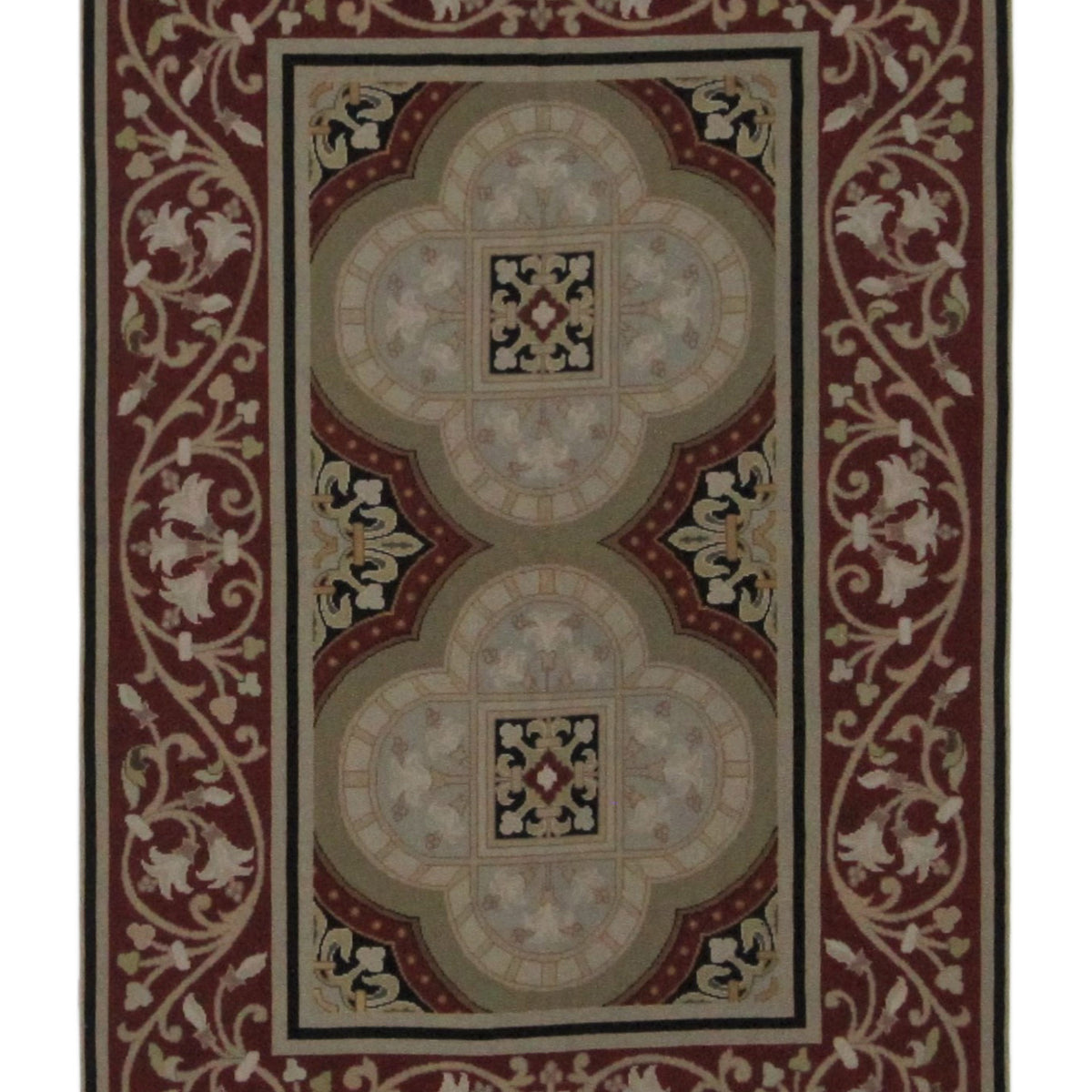 Pacific Needle Point  Green Burgundy Tapestry