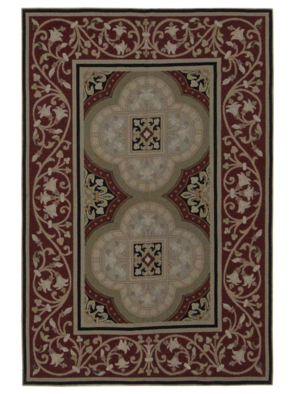 Pacific Needle Point  Green Burgundy Tapestry