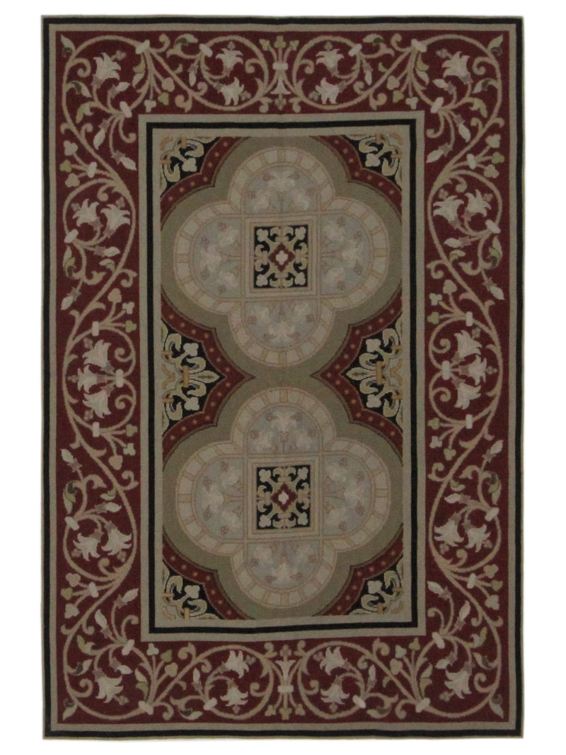 Pacific Needle Point  Green Burgundy Tapestry