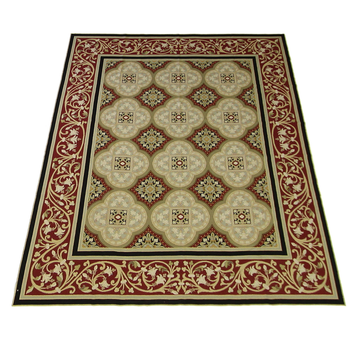 Pacific Needle Point 33755 Beige Red Tapestry Needle Point Rug