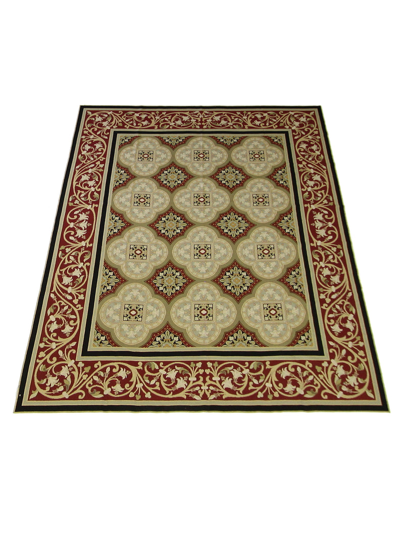 Pacific Needle Point 33755 Beige Red Tapestry Needle Point Rug