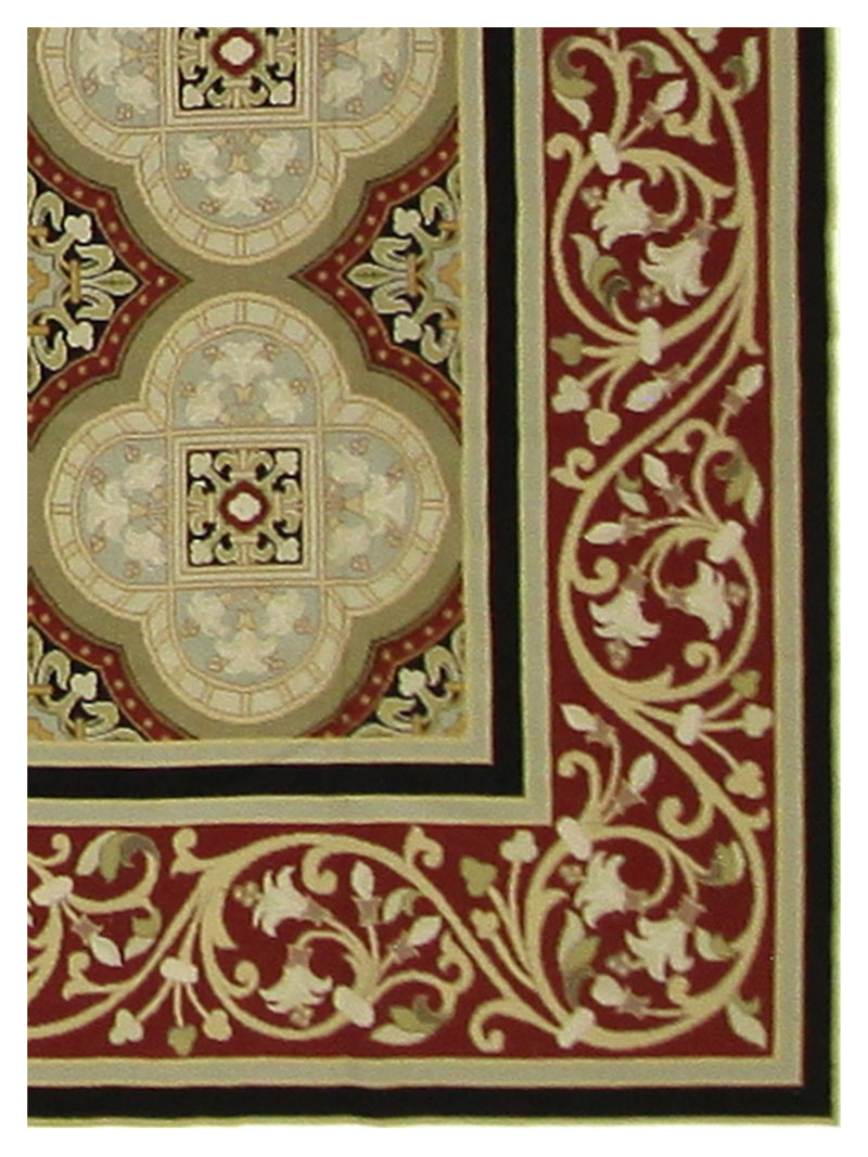 Pacific Needle Point 33755 Beige Red Tapestry Needle Point Rug