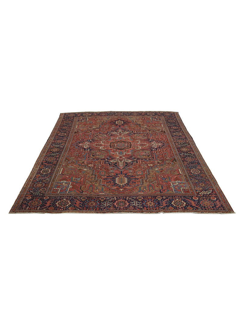 Fasa Antique Heriz 33900 Rust Indigo Traditional Antique Rug