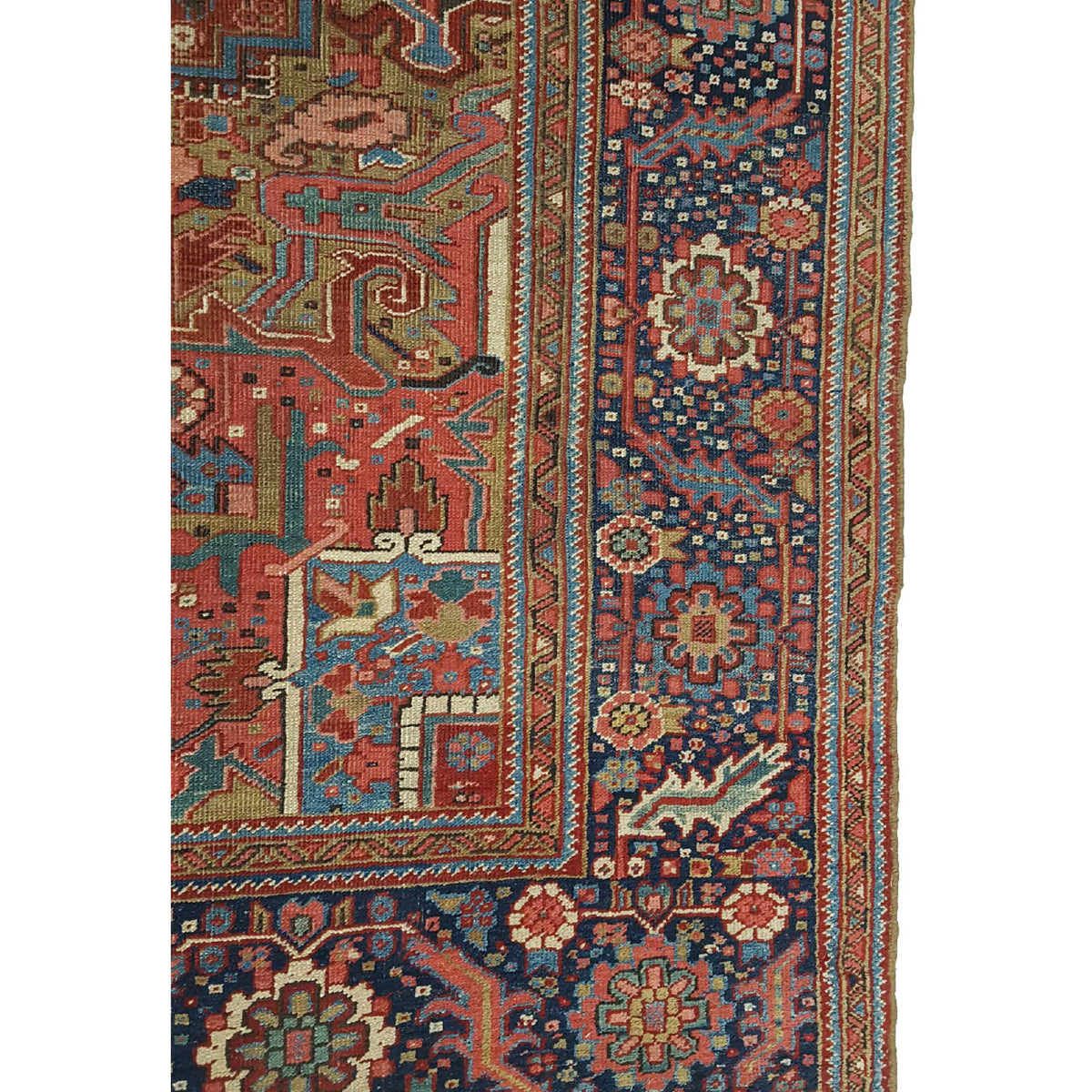 Fasa Antique Heriz 33900 Rust Indigo Traditional Antique Rug
