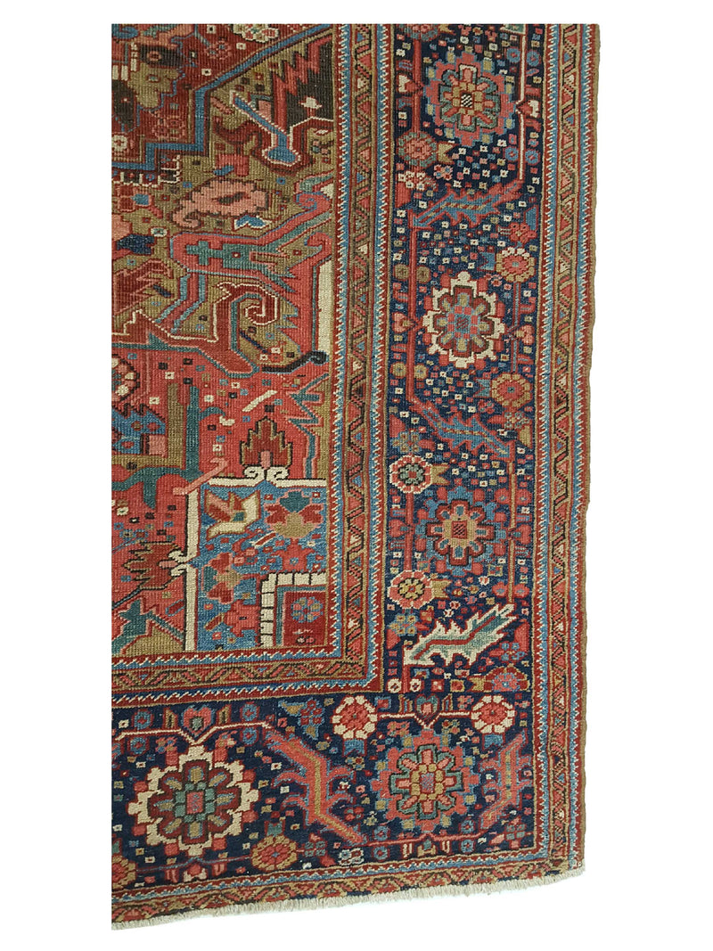 Fasa Antique Heriz 33900 Rust Indigo Traditional Antique Rug