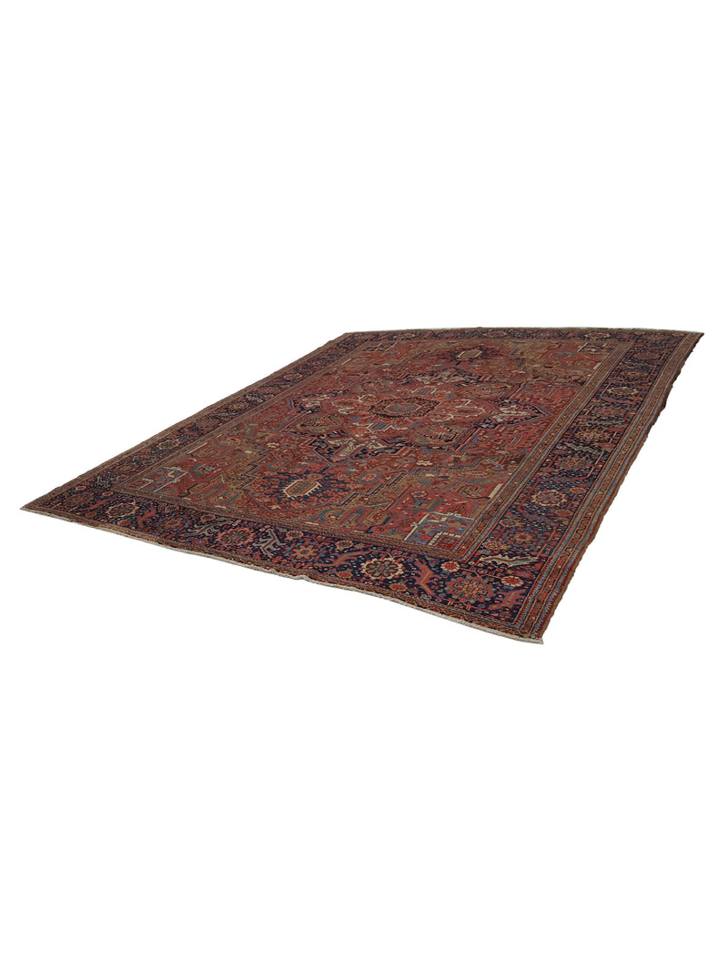 Fasa Antique Heriz 33900 Rust Indigo Traditional Antique Rug