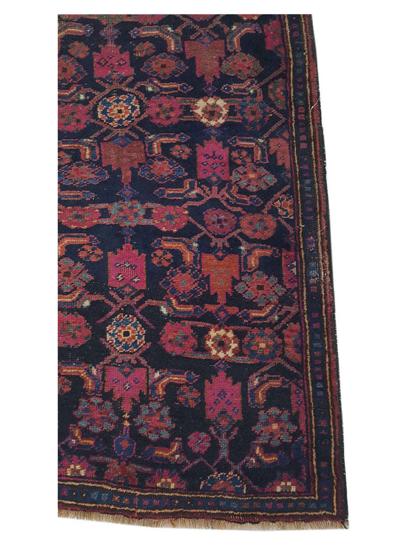 Fasa Antique Kurd 33902 Indigo Rust Traditional Antique Rug