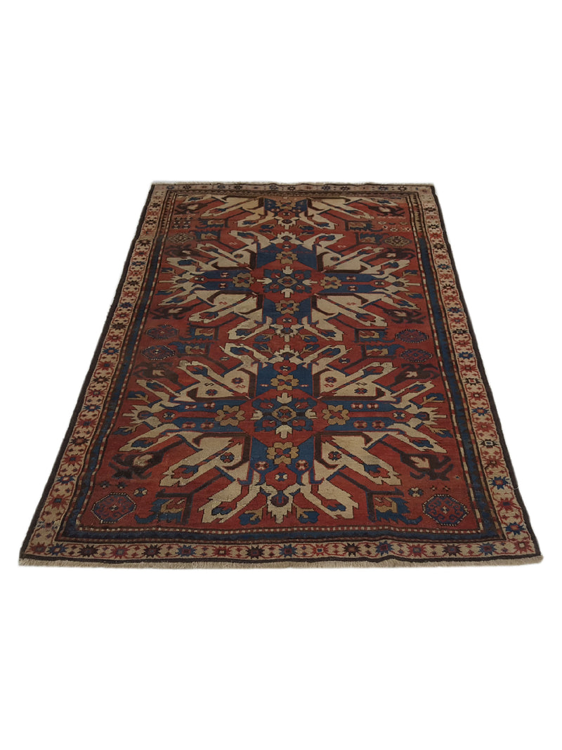 Fasa Antique Kazak 33910 Rust Ivory Traditional Antique Rug