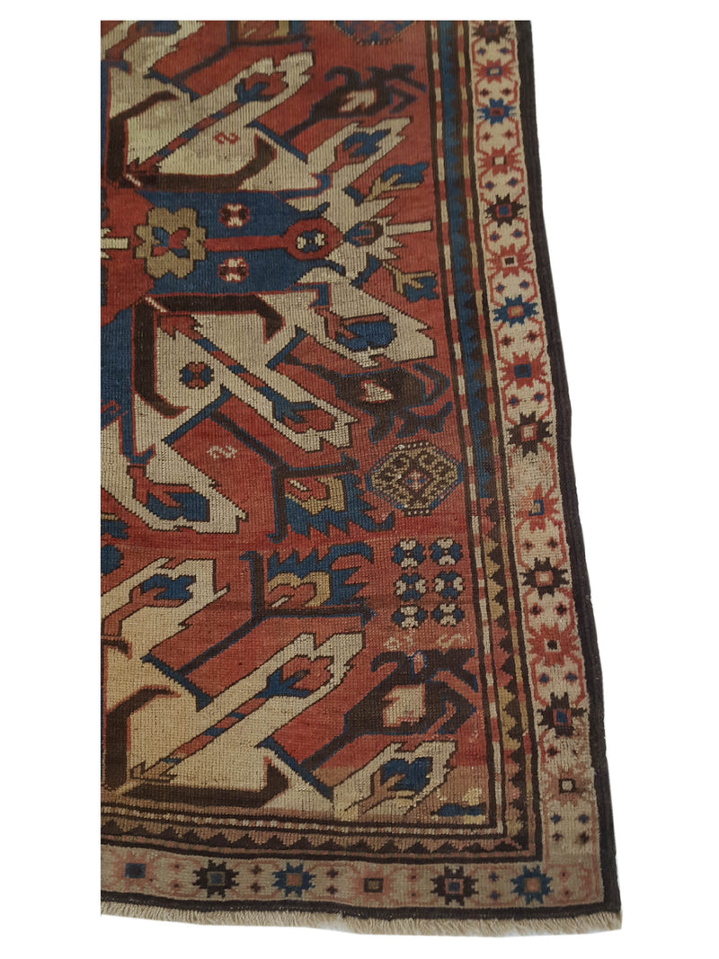 Fasa Antique Kazak 33910 Rust Ivory Traditional Antique Rug