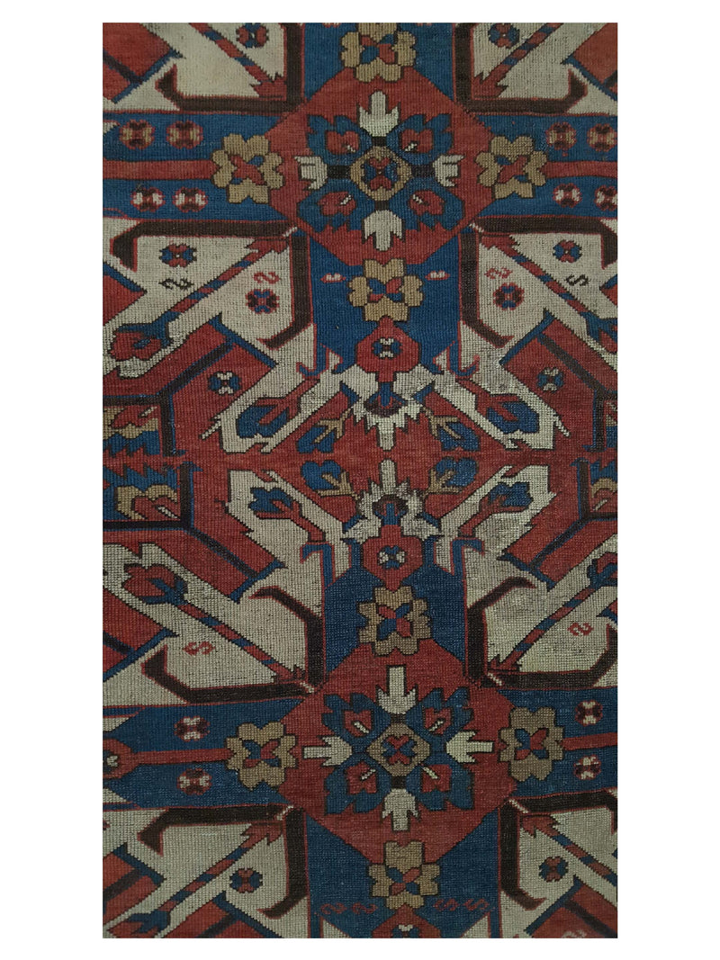 Fasa Antique Kazak 33910 Rust Ivory Traditional Antique Rug
