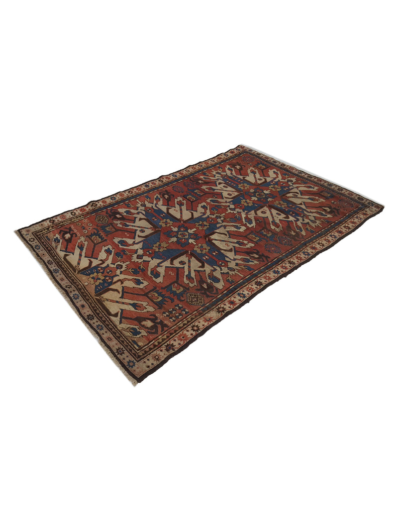 Fasa Antique Kazak 33910 Rust Ivory Traditional Antique Rug