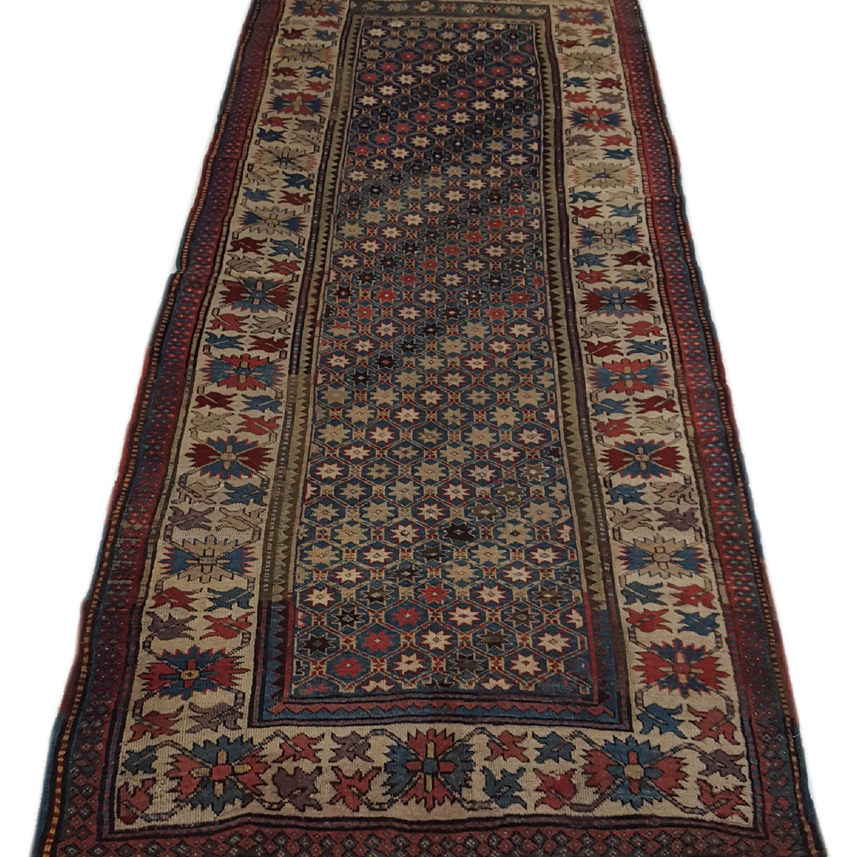 Fasa Antique Kazak 33912 Indigo Ivory Traditional Antique Rug