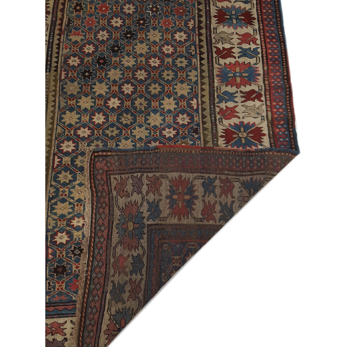 Fasa Antique Kazak 33912 Indigo Ivory Traditional Antique Rug